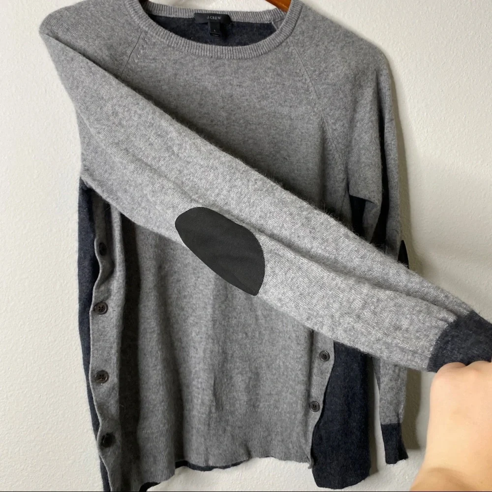 J Crew Wool Blend Side Button Color Block Sweater Large - Picture 5 of 9